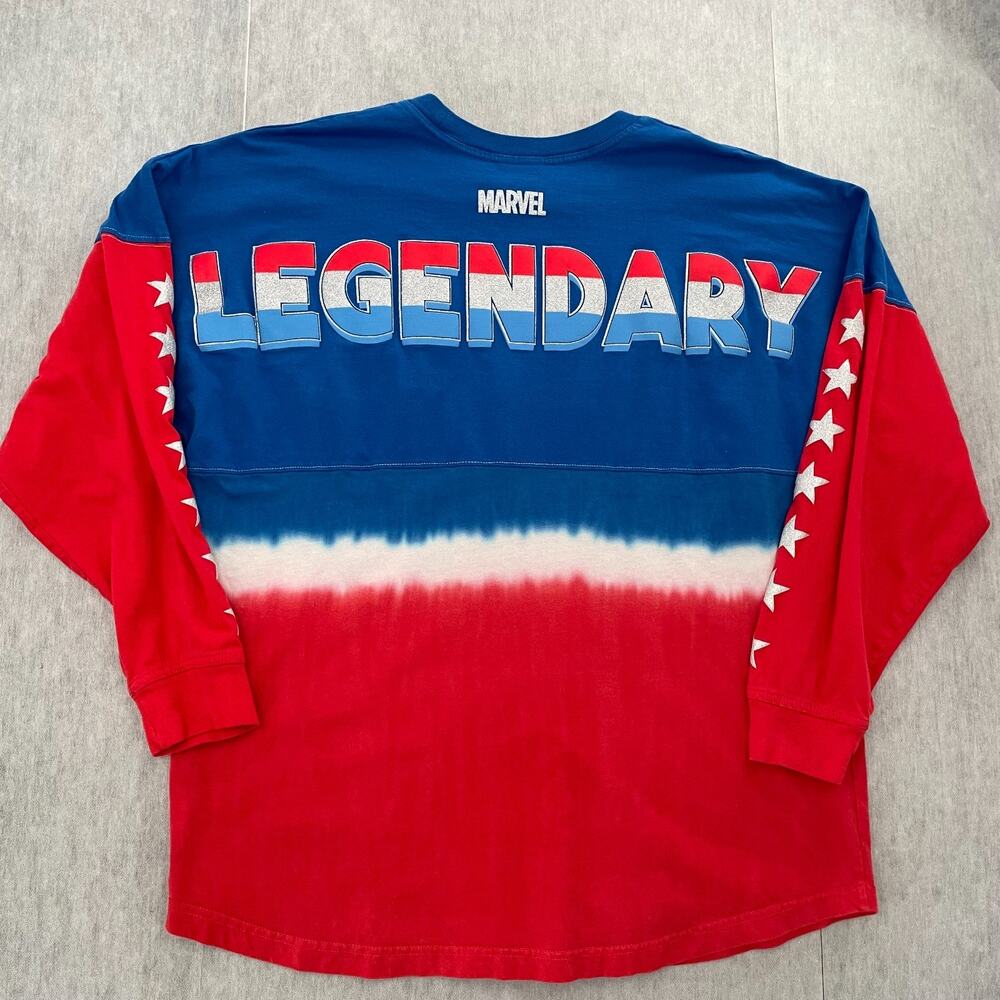 Marvel Captain America Jersey Shirt Adult XL Red Blue Universal Studios Mens